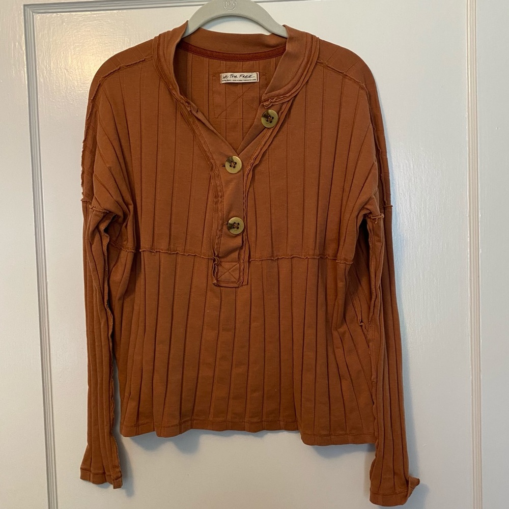 NWOT Free People Orange Long Sleeve Top